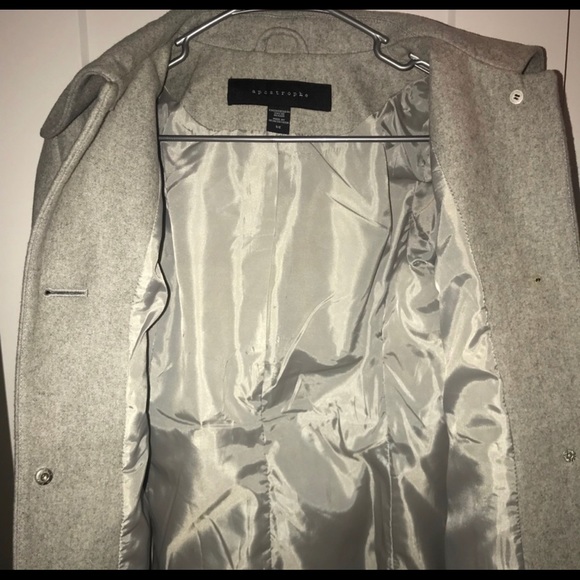 Apostrophe Gray Wool Pea Coat Size Small - Picture 2 of 3